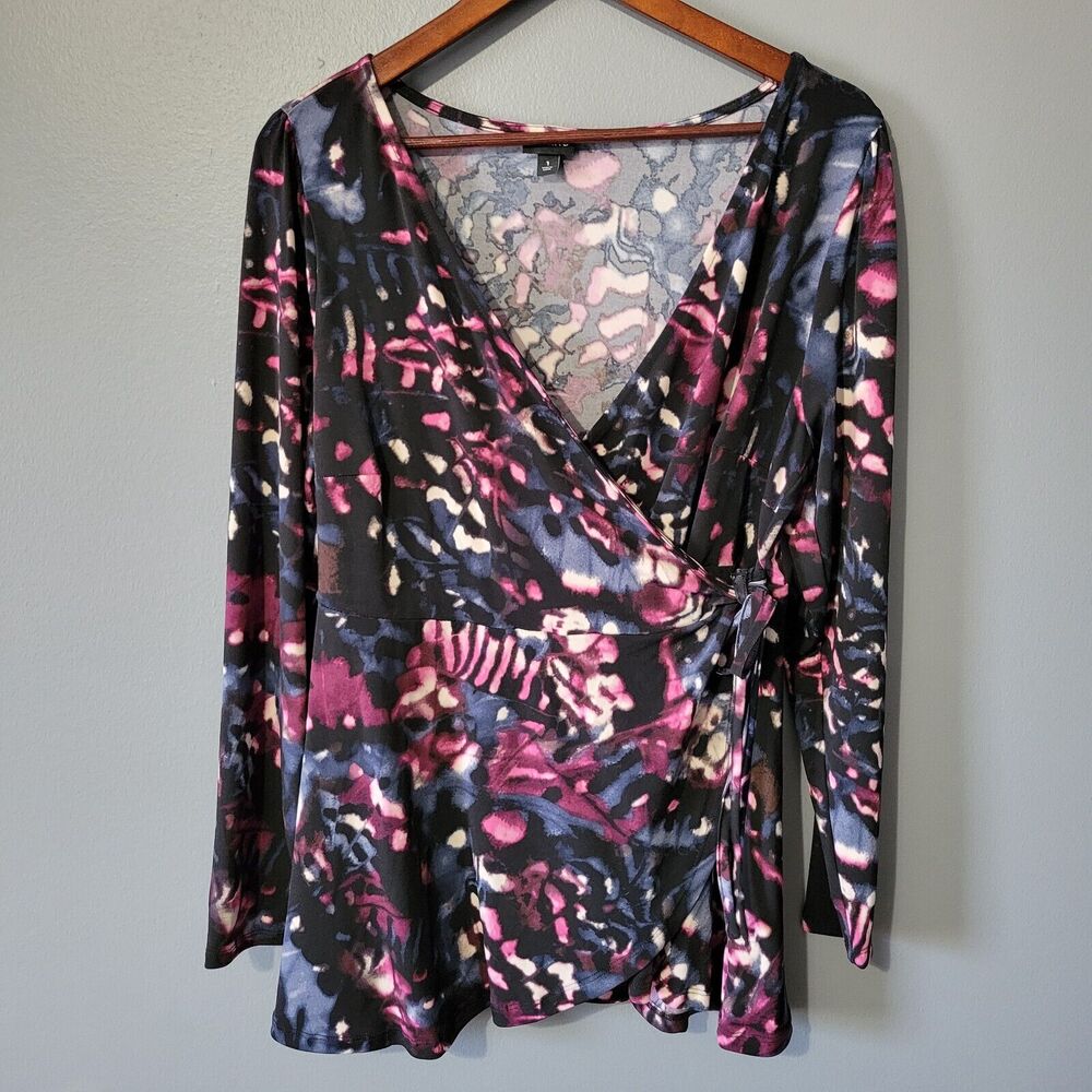 Torrid Top Size 1X Wrap Style Fairy Grunge Dark Romantic Office Tie Waist Career